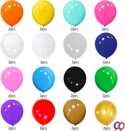 32 Globos Látex 18pulg Colores Surtidos Decoración