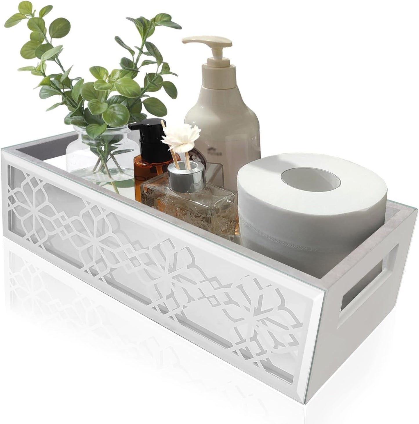 Cesta baño inodoro bandeja rústica blanca 15x7"