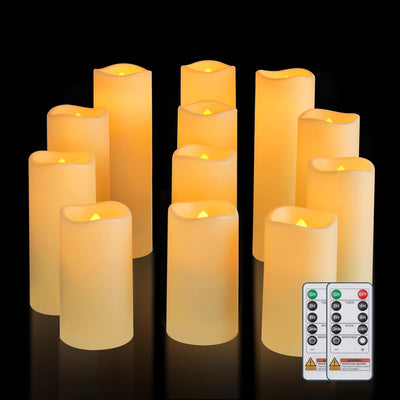 12 Velas LED sin llama impermeables para patio y boda marfil