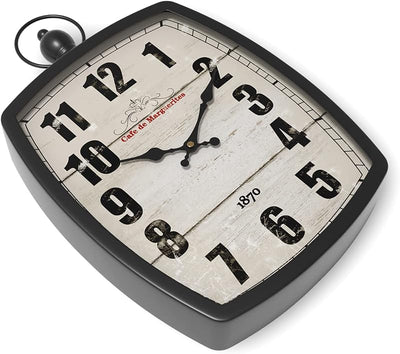 Reloj pared vintage negro silencioso 15.5x10.2