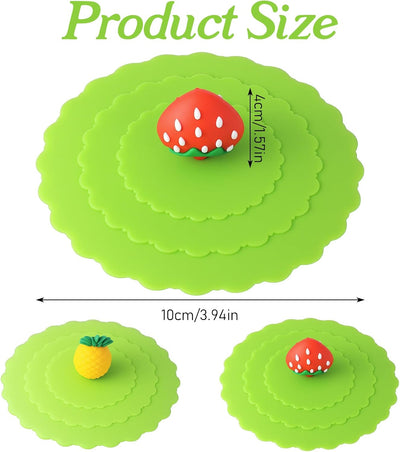 Tapas de silicona Kawaii para tazas de café y frutas reutilizables