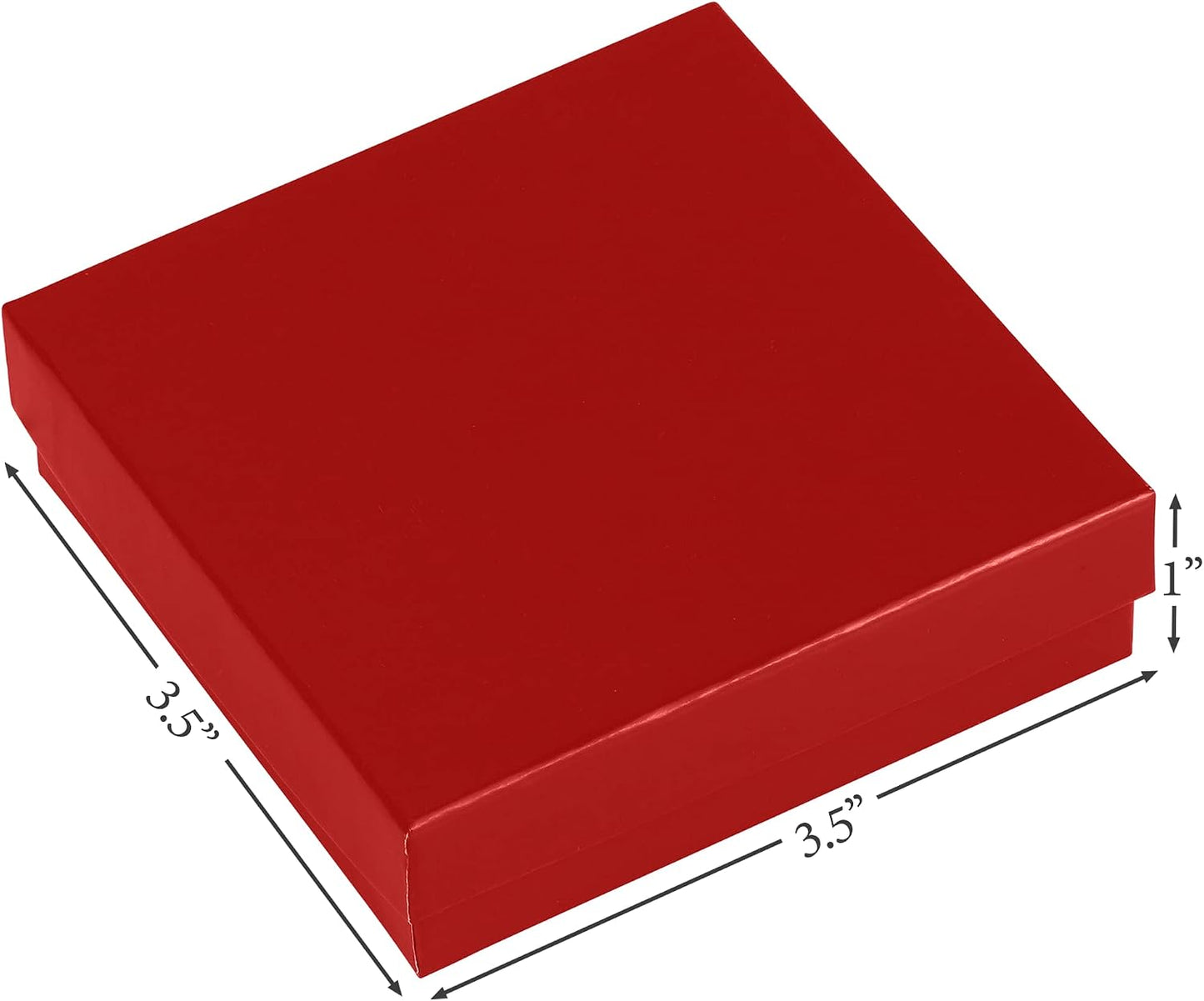 10 Joyeros Cartón 3.5x3.5x1" con Algodón Relleno Rojo