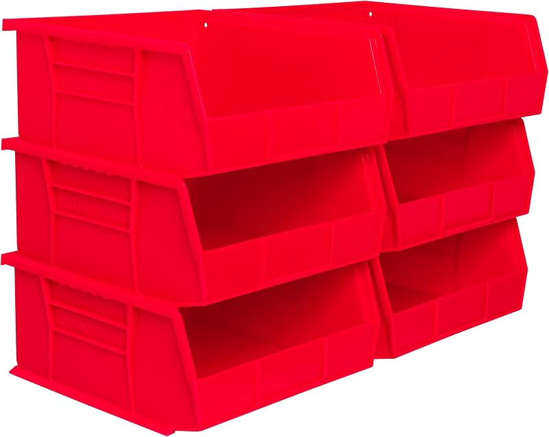 Contenedores plástico apilables 11x11x5" rojo