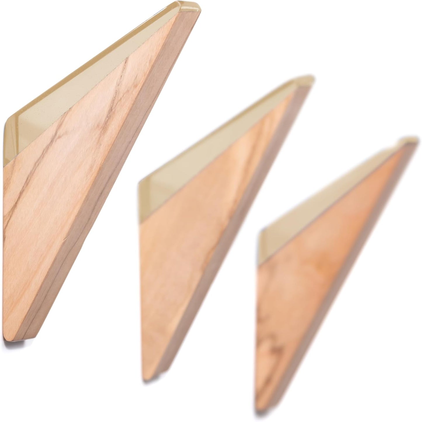 Gancho pared madera olivo acrílica duradera set 3 natural