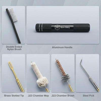 Kit limpieza rifle varillas latón cepillos