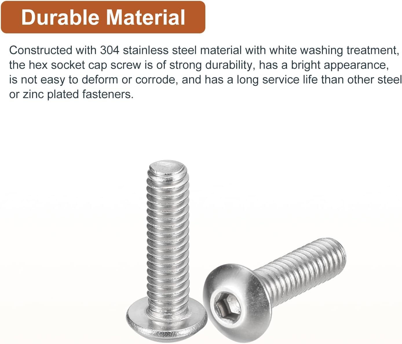 Set 100 Tornillos Botón Acero Inox 304 18/8