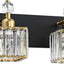Lámpara baño 2 luces cristal negra y dorada moderna