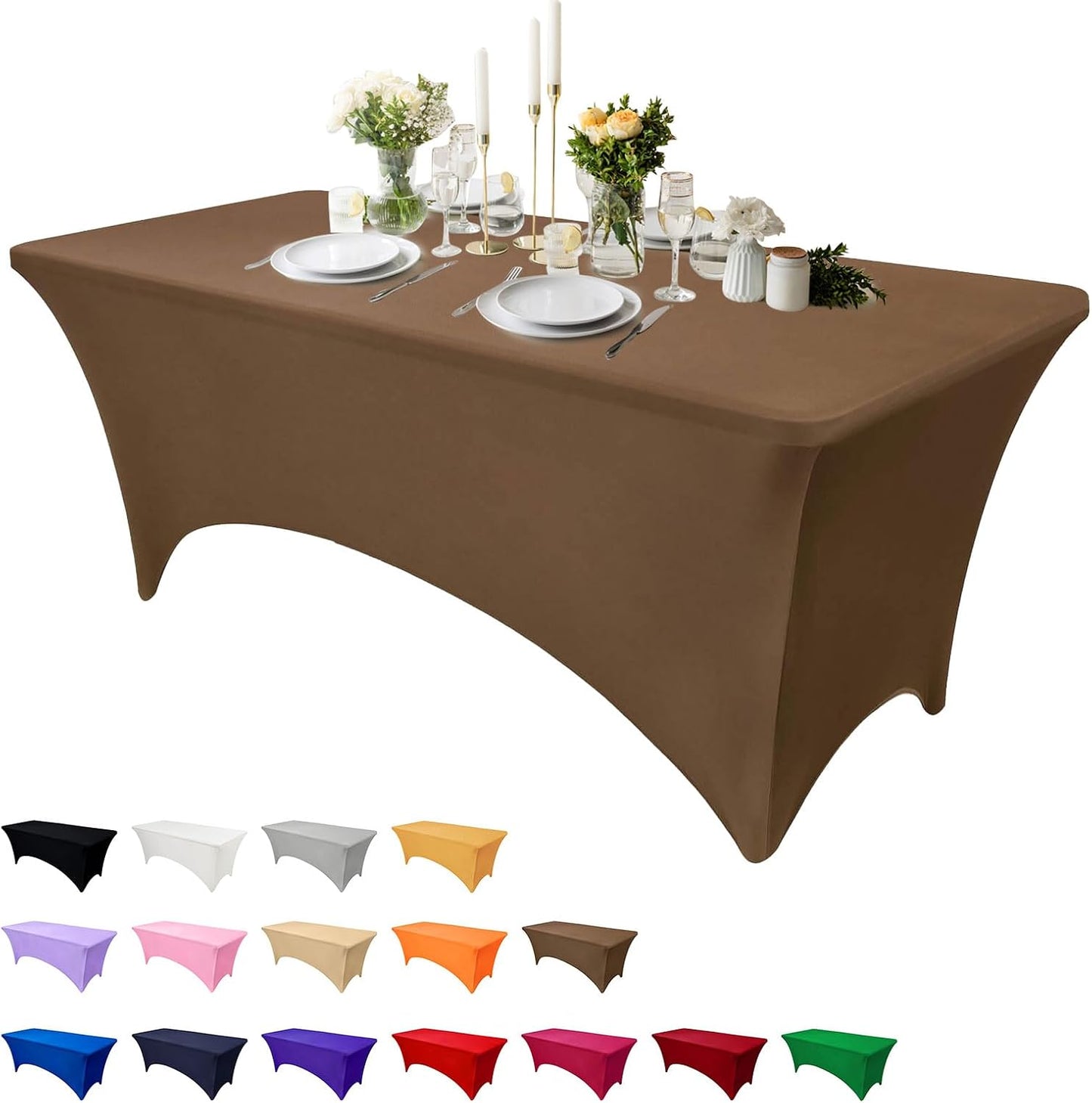 Mantel elastano 6ft 72x30pulg elástico reutiliz. marrón claro