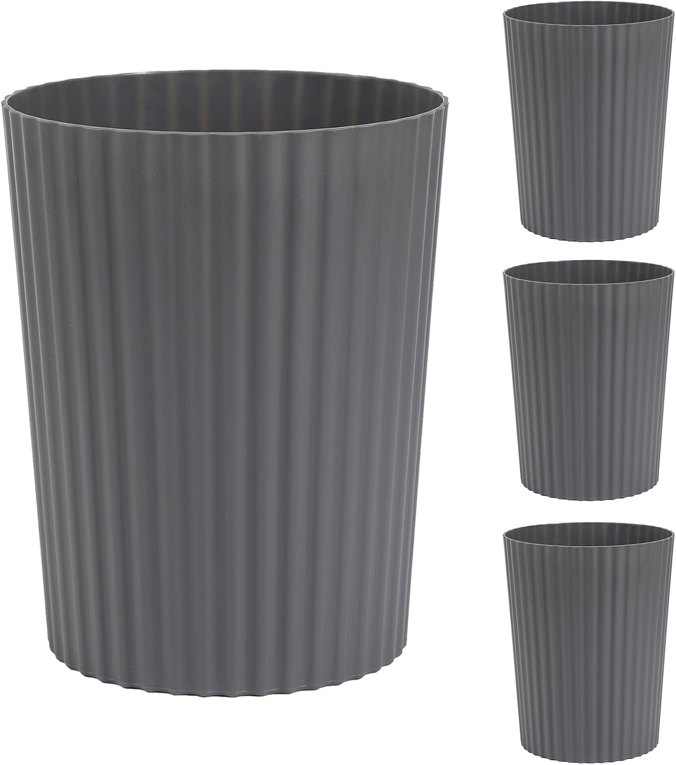 Cubo basura plástico redondo 4 pzas gris oscuro