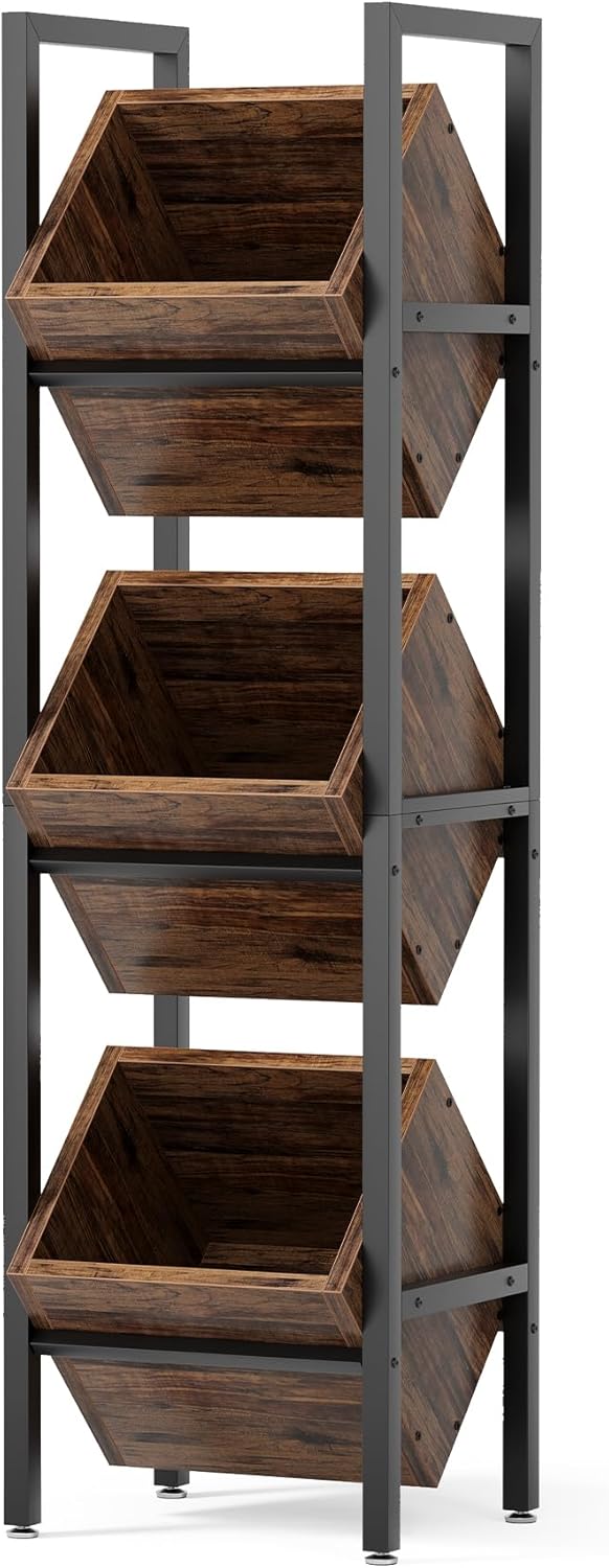 Soporte cesta 3 niveles madera organiza cocina baño sala