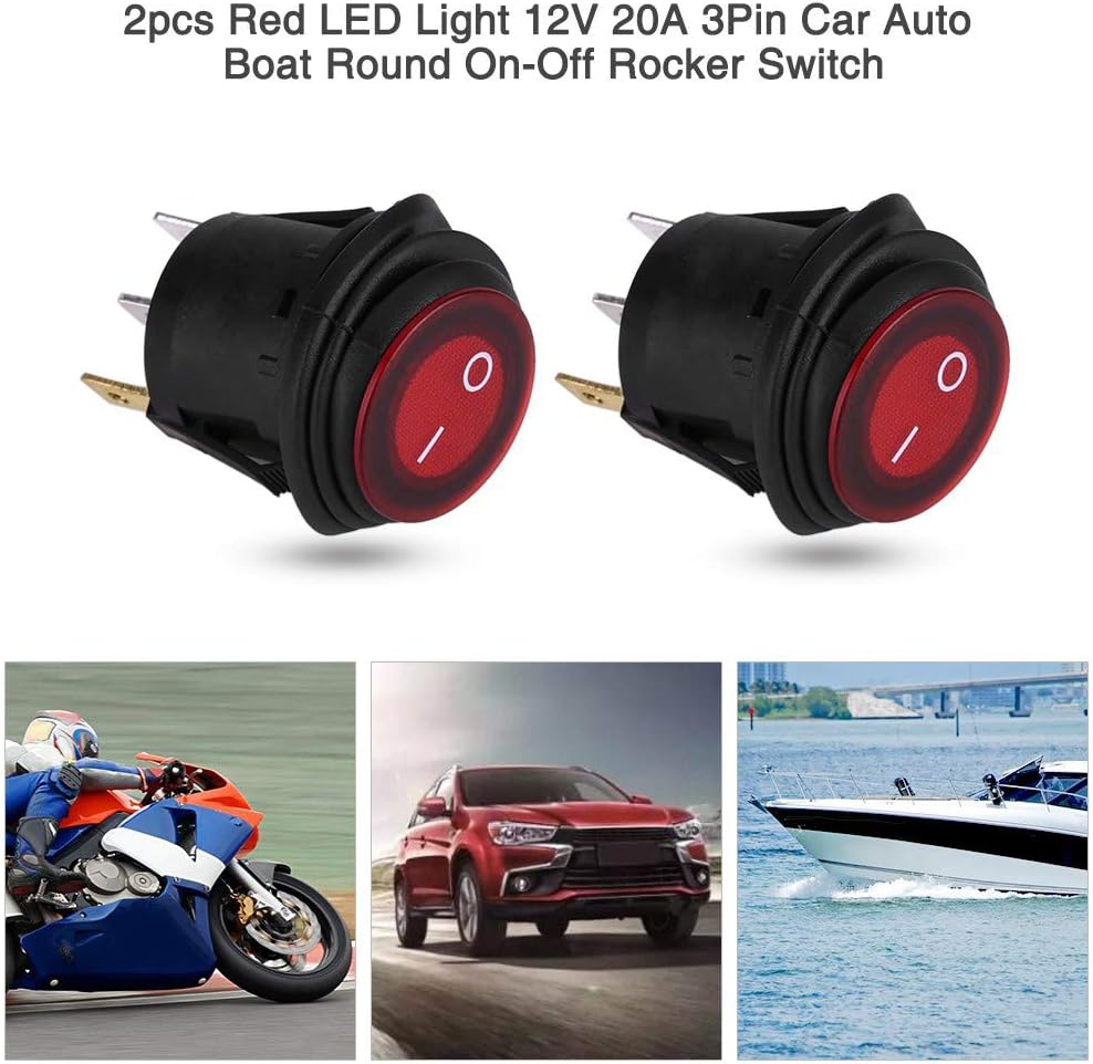 2 Interruptores Basculantes Redondos 12-24V para Auto Moto Barco