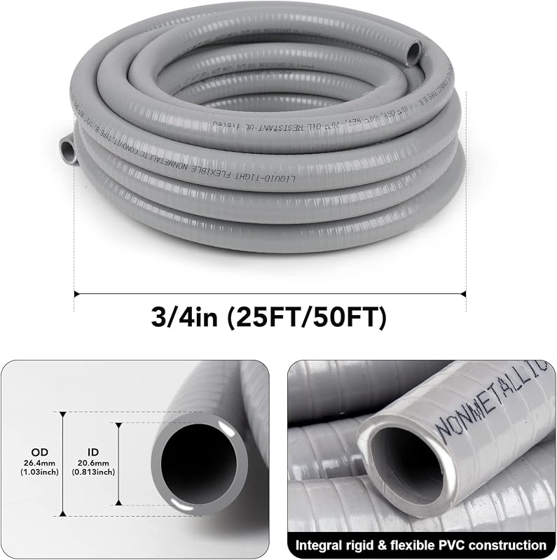 Kit conducto eléctrico 3/4" 50ft con 5 y 3 conectores