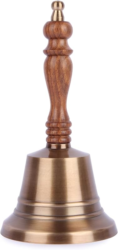 Campana mano latón macizo acabado antiguo 8x4pulg