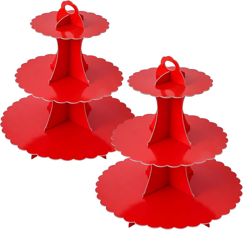 Torre cupcakes cartón 3 niveles juego 2 soportes