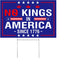 Letrero No Kings In America 12x18" plástico corrugado azul