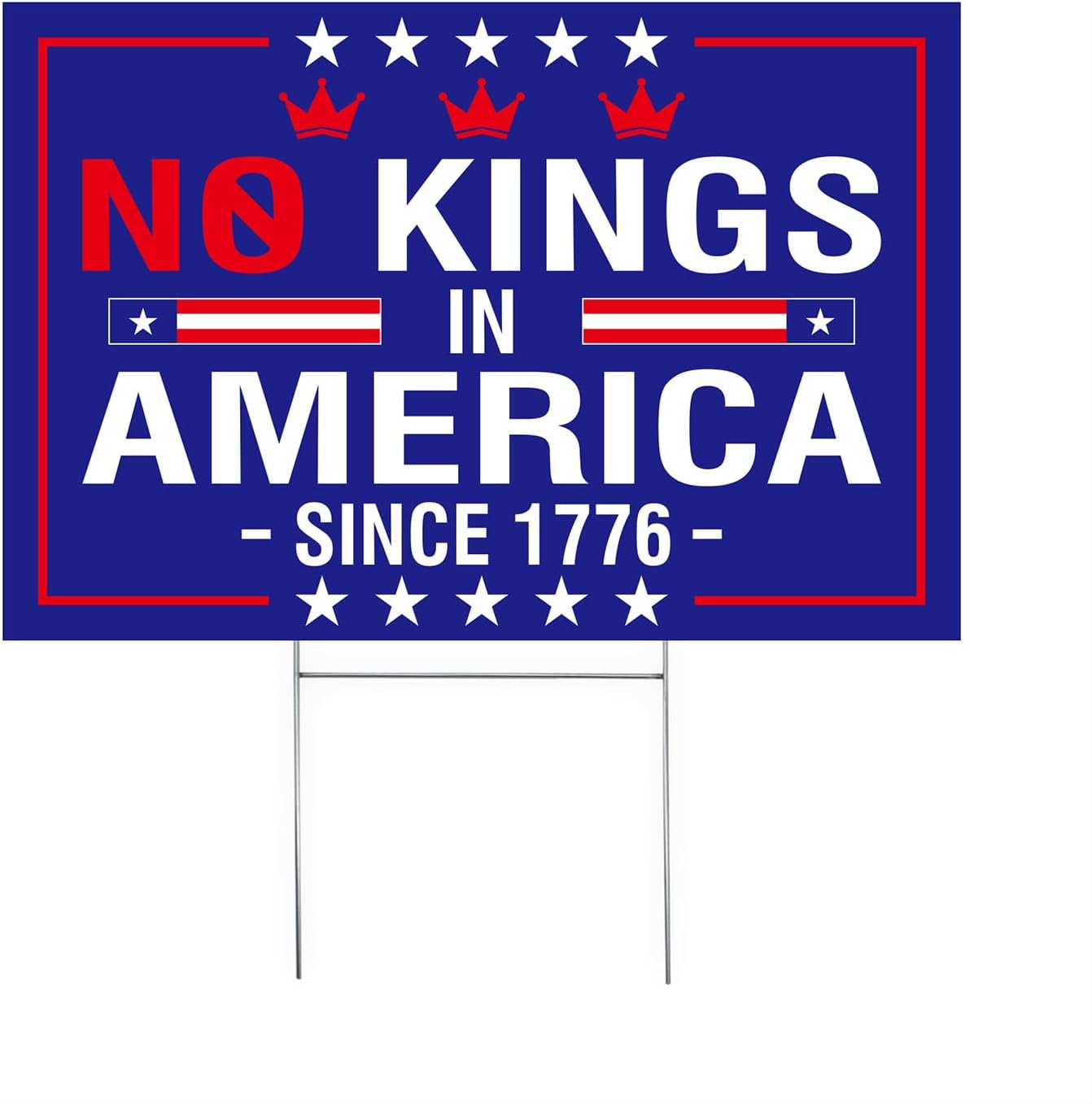Letrero No Kings In America 12x18" plástico corrugado azul