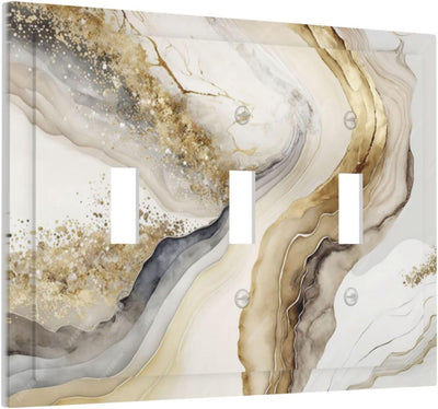 Cubierta interruptor decorativo luz triple oro blanco marmol