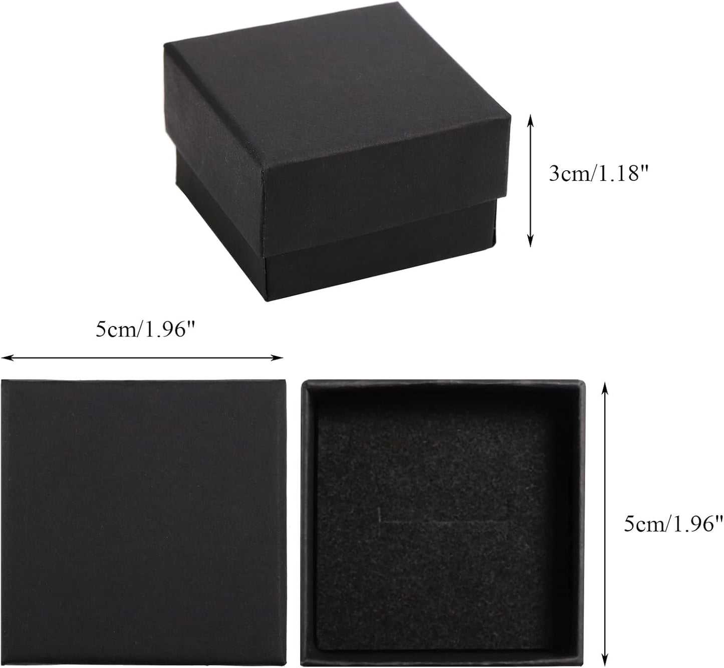 48 Cajas Regalo Joyas con Inserto Foam Negro