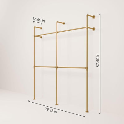 Perchero industrial pared dorado 79x87" 660lb acero inox