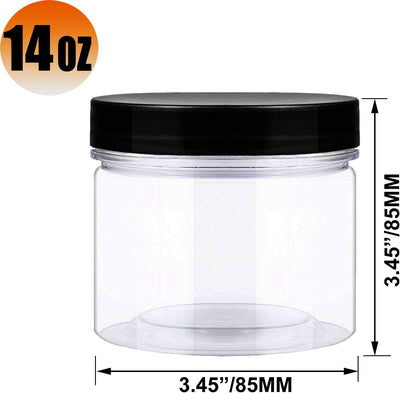 Tarros PET 14oz transparentes con tapas lisas para alimentos