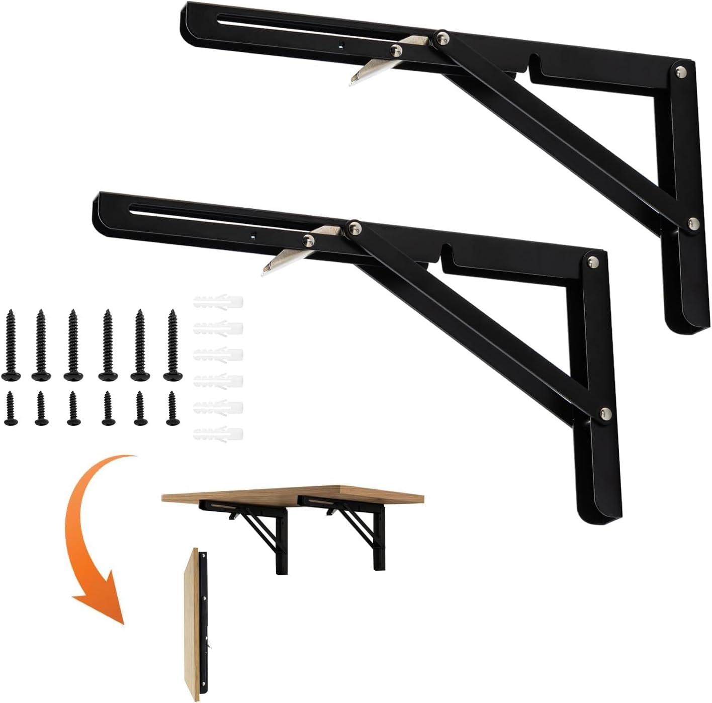 Soportes estante plegables 10pulg negro mate banco trabajo