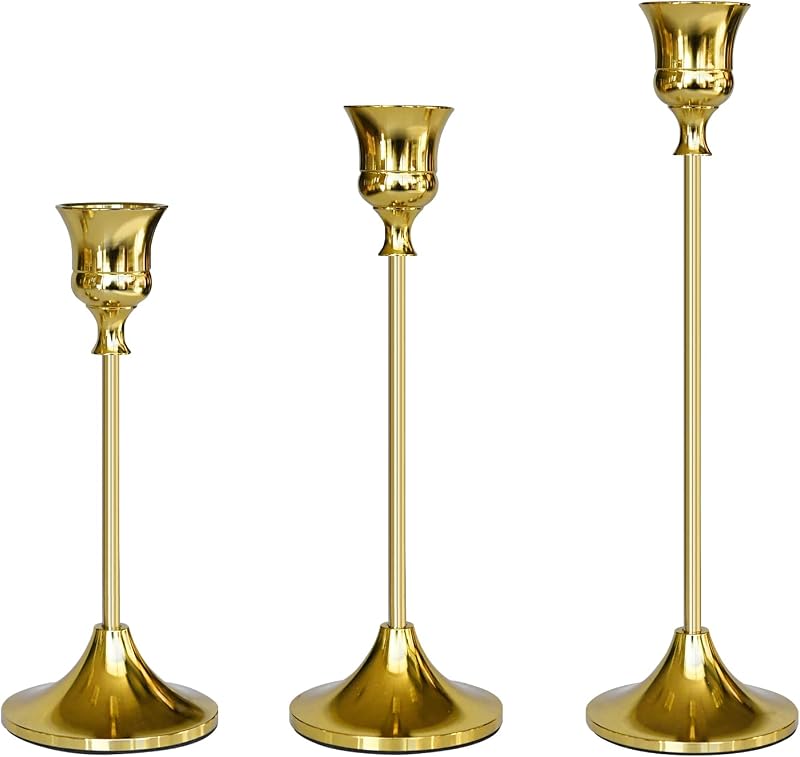 Portavelas dorado cónico para candelabros decoración hogar