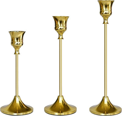 Portavelas dorado cónico para candelabros decoración hogar