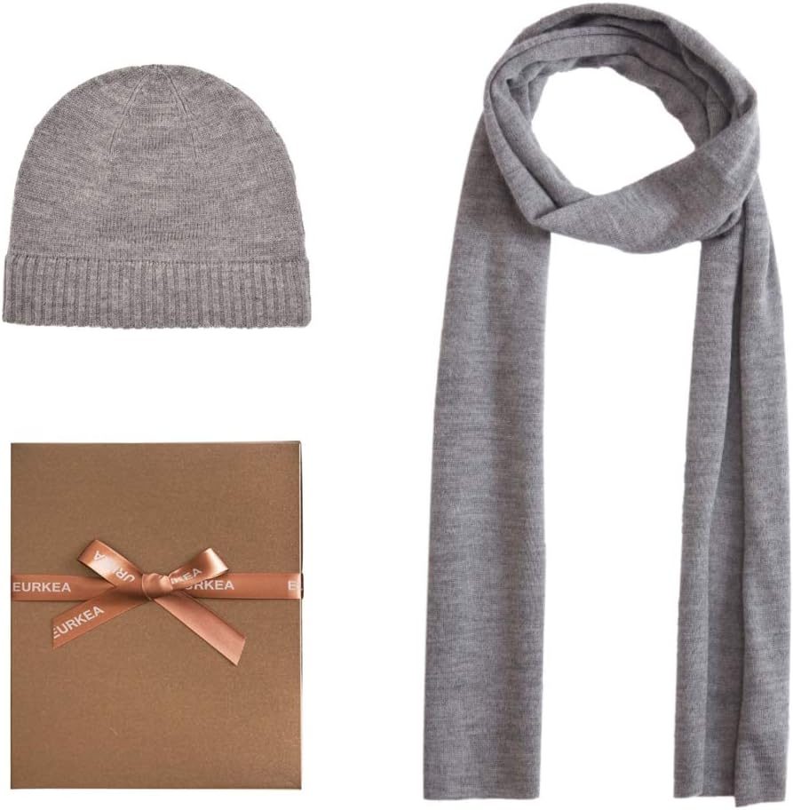 Set bufanda lana merino para hombre con gorro
