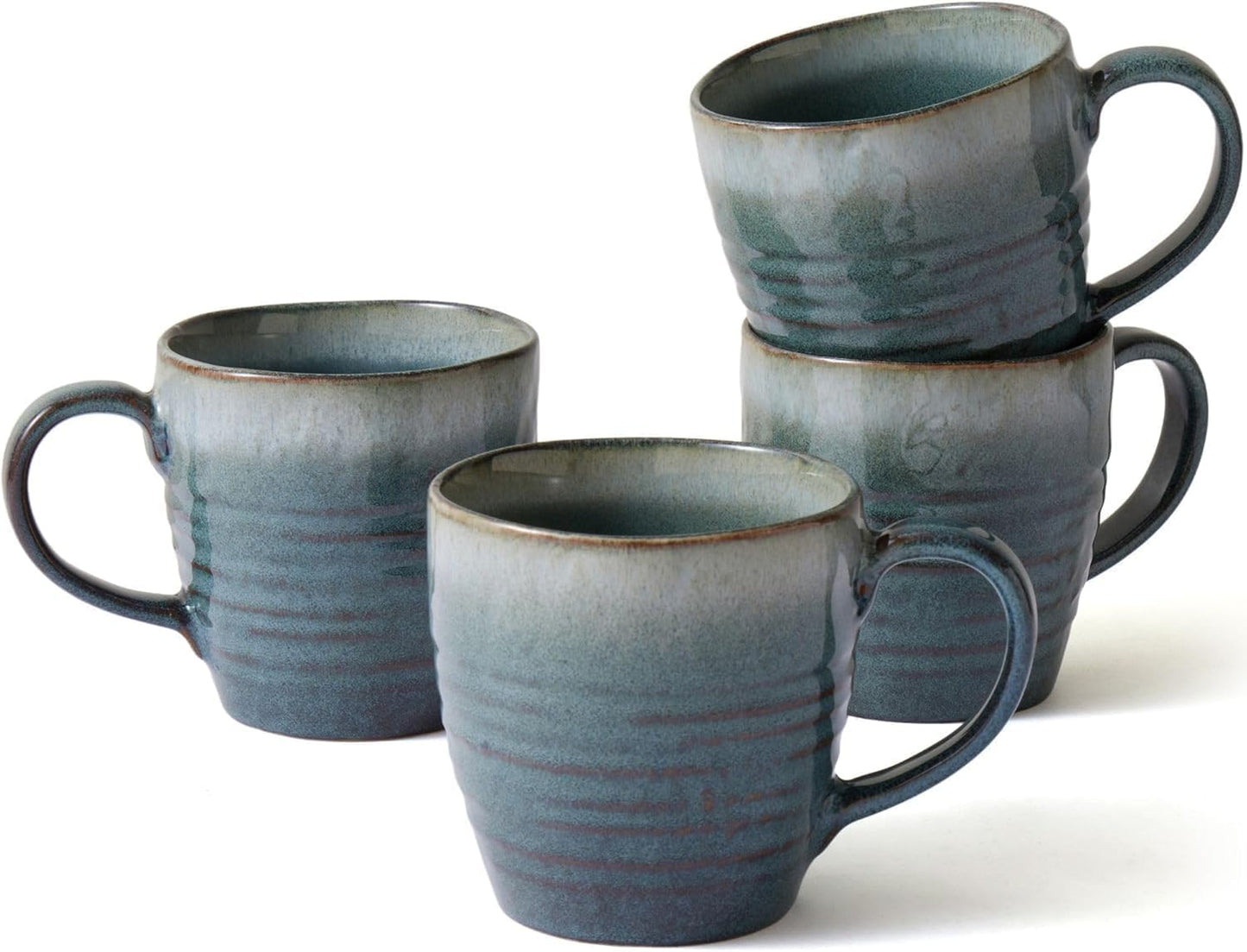 Set 4 Tazas Cerámica Esmaltada 14oz para Café Té Latte