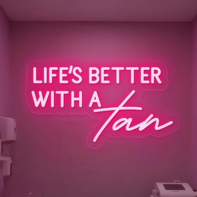 Letrero LED arte pared salón bronceado maquillaje