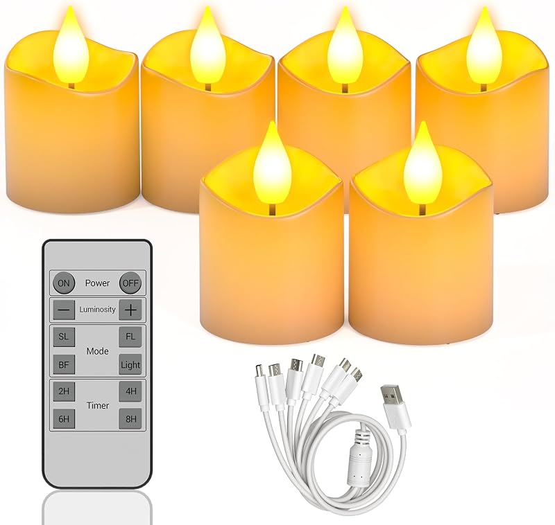 6 Velas LED Recargables Control Remoto 1.5x2.28pulg