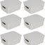 Set 6 cestas plástico apilables con tapas gris 1gal
