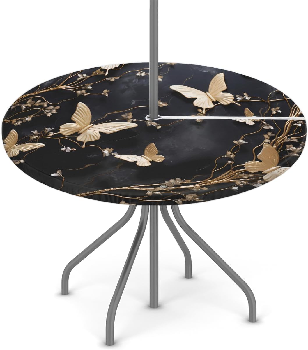 Mantel redondo ajustable con agujero 36-44" elástico
