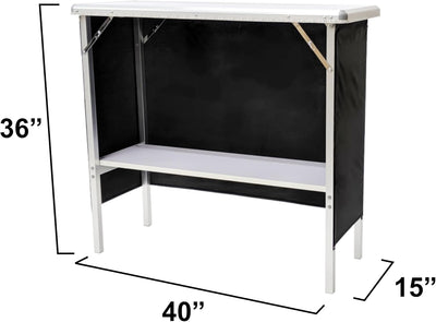 Barra fiesta plegable negra con estante y bolsa transporte