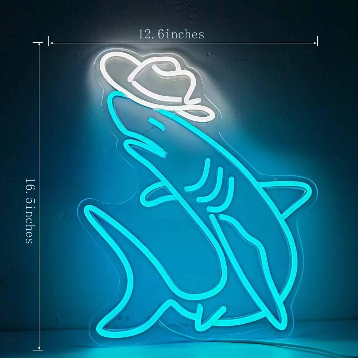 Letrero neón tiburón vaquero para decoración bar fiesta