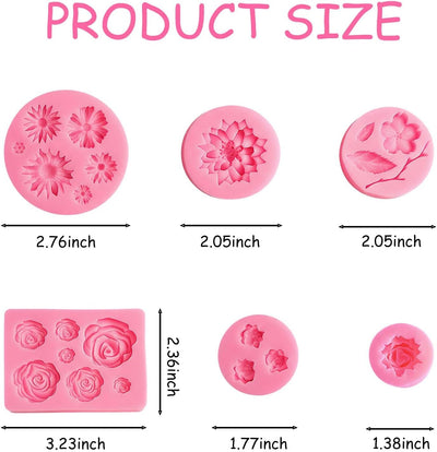 Juego de moldes de silicona para fondant de flores y decoración