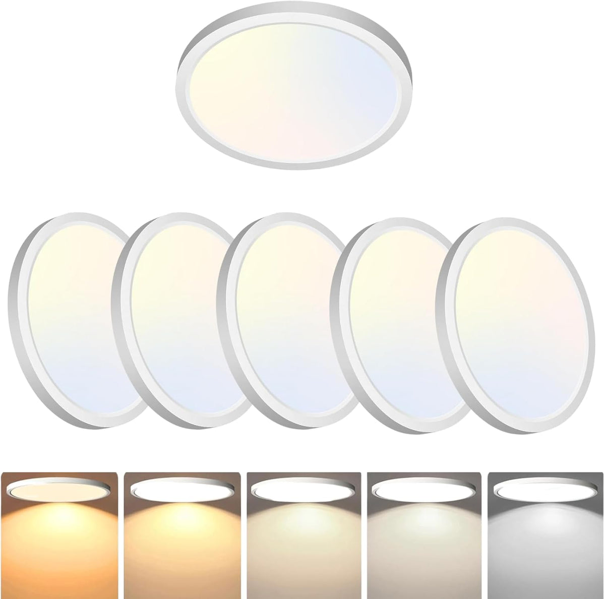 6 Lámparas LED empotradas 8.66pulg 18W 5CCT