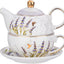 Set té para mujer con tetera floral lavanda
