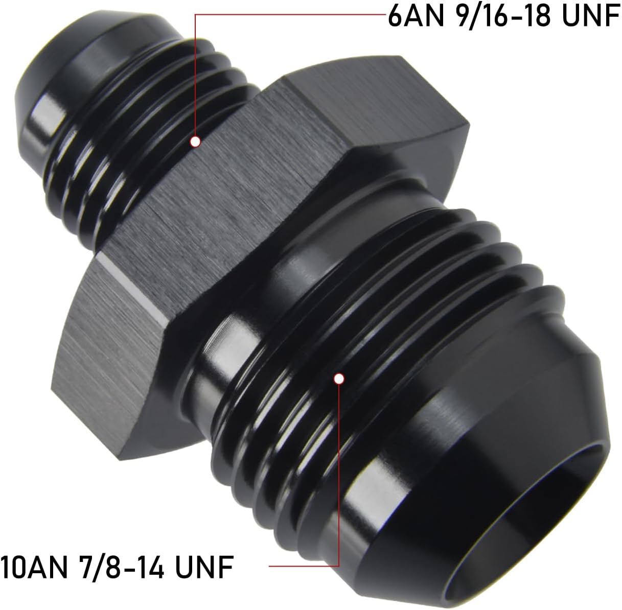 Adaptador 10AN a 6AN aluminio negro set 2