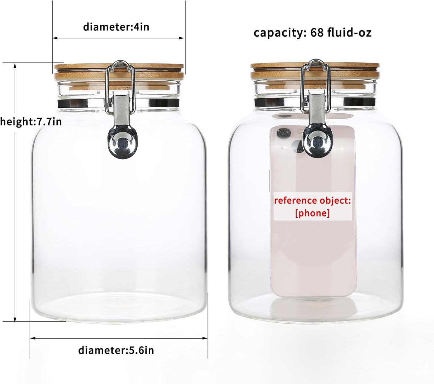Tarros vidrio transparente con tapas herméticas para cocina