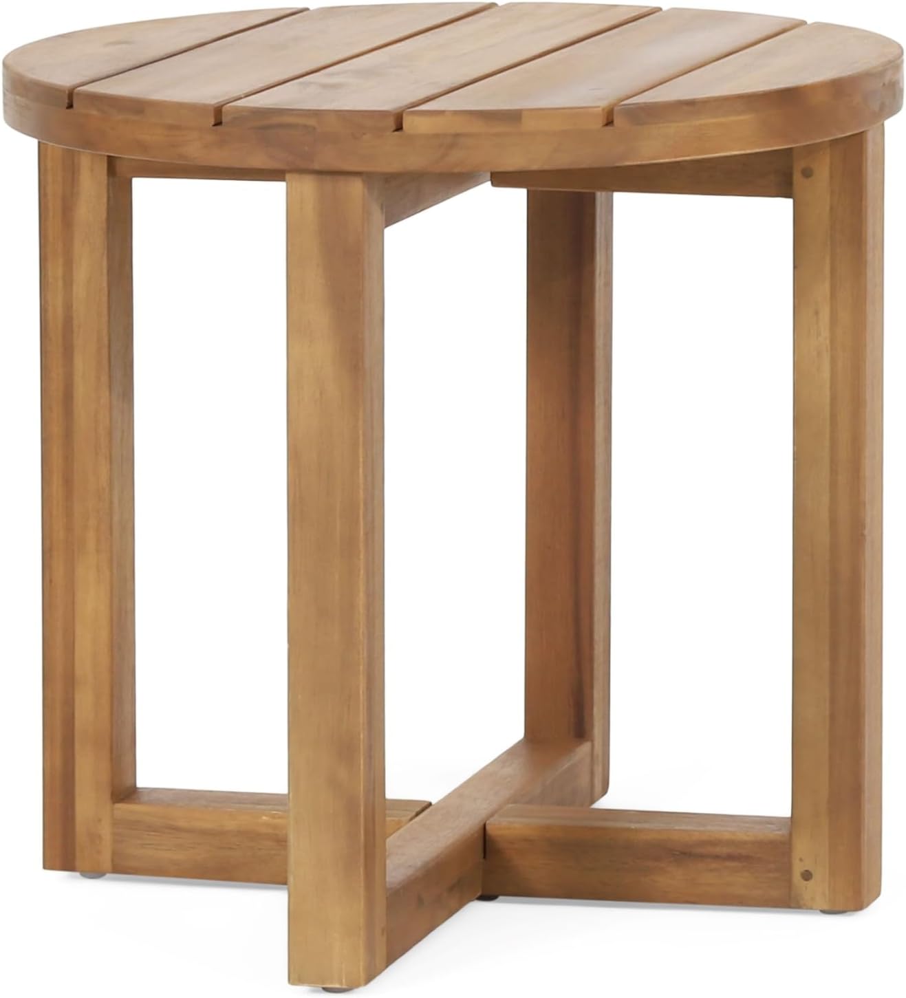 Mesa auxiliar circular madera acacia teca