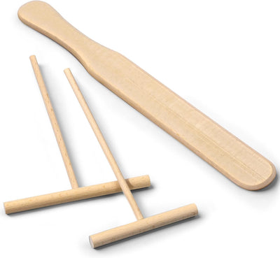 3 Espátulas Madera 12pulg para Crepé y Panqueques
