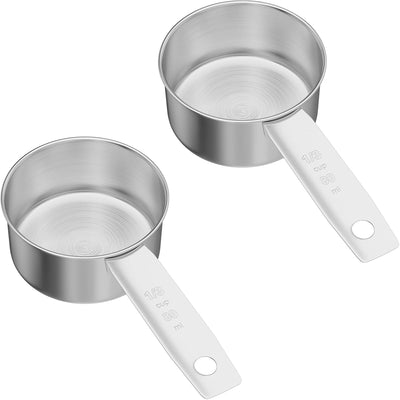 2 Tazas Medidoras Acero Inox 1/3 Taza Cuchara Metal Cocina