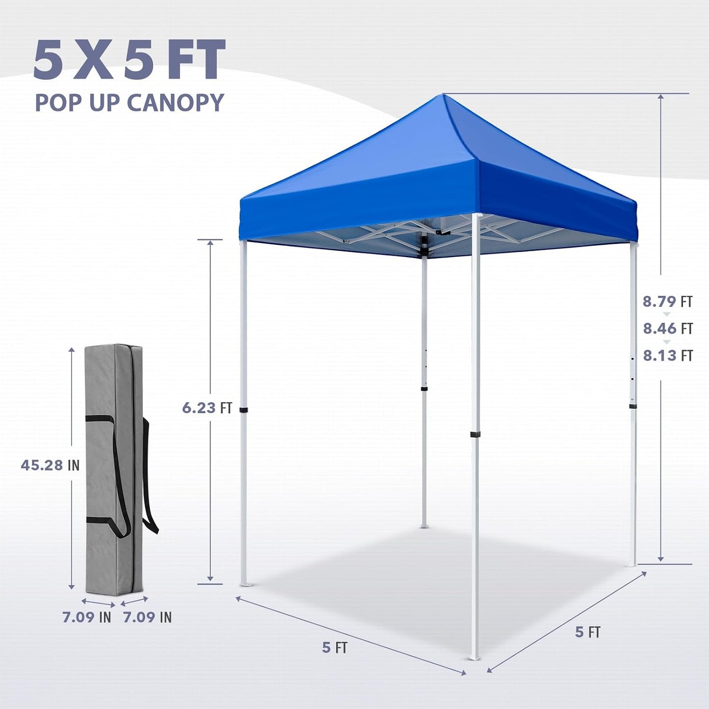 Tienda campaña desplegable 5x5 toldo playa azul con bolsa