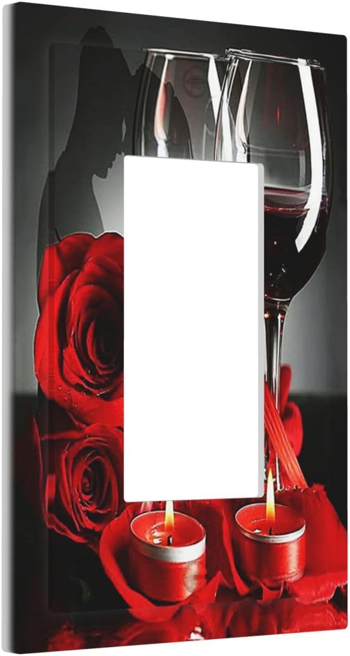 Placa interruptor decorativa con estampado de rosas
