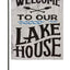 Bandera arpillera doble cara 12.5x18pulg welcome lake house