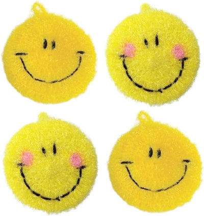 4 Pzas Fregadores Platos Cara Sonriente Acrílico Alta Calidad