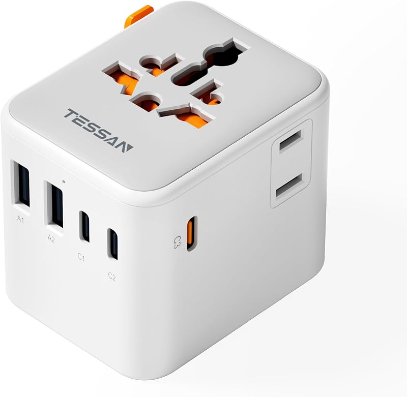 Adaptador viaje universal 65W GaN 5 USB enchufe mundial