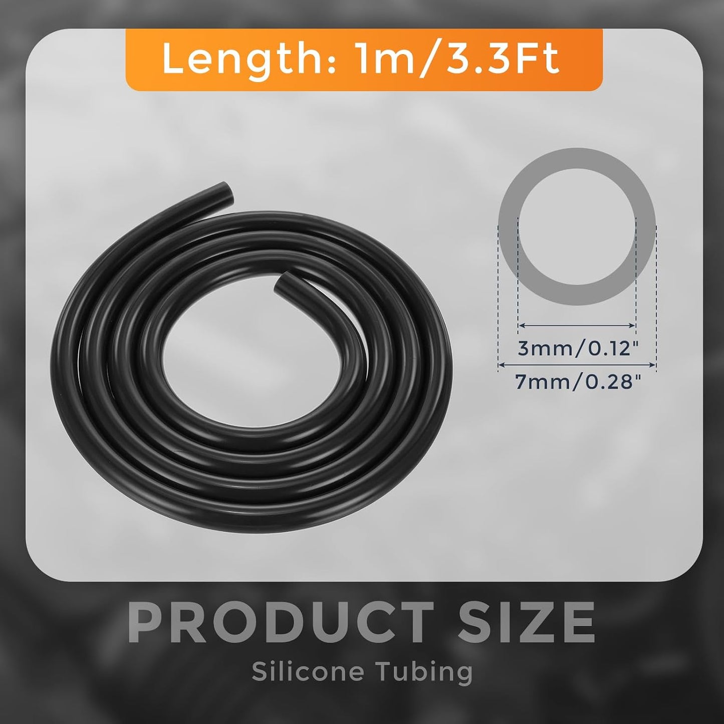 Manguera vacío silicona 3.3ft 1/8" 2mm alta temp