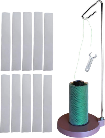 Soporte carrete costura con llave y protector rosca hilo base metal rosa